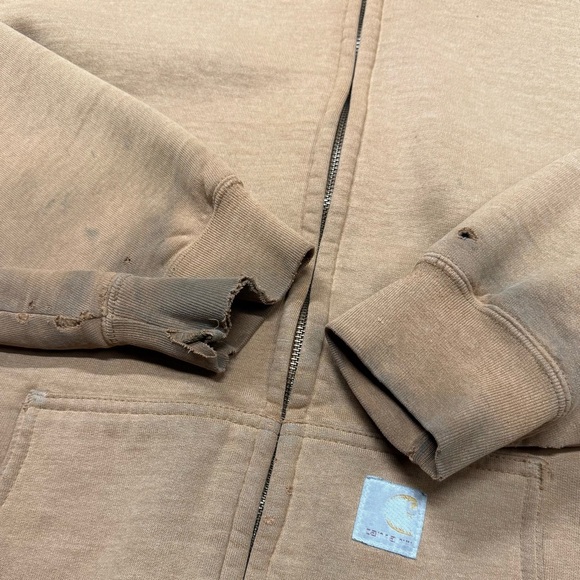 Vintage Carhartt Full Zip Hoodie Fleece Lined Workwear Jacket USA - Picture 7 of 8